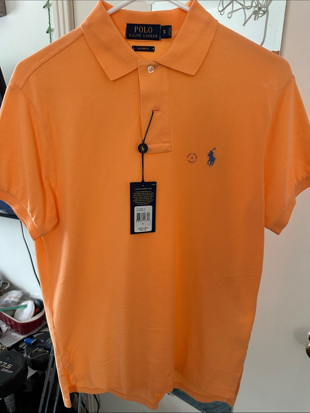 Polo Ralph Lauren Mens Short Sleeve 100% Cotton Polo Shirt New Small Orange Blue